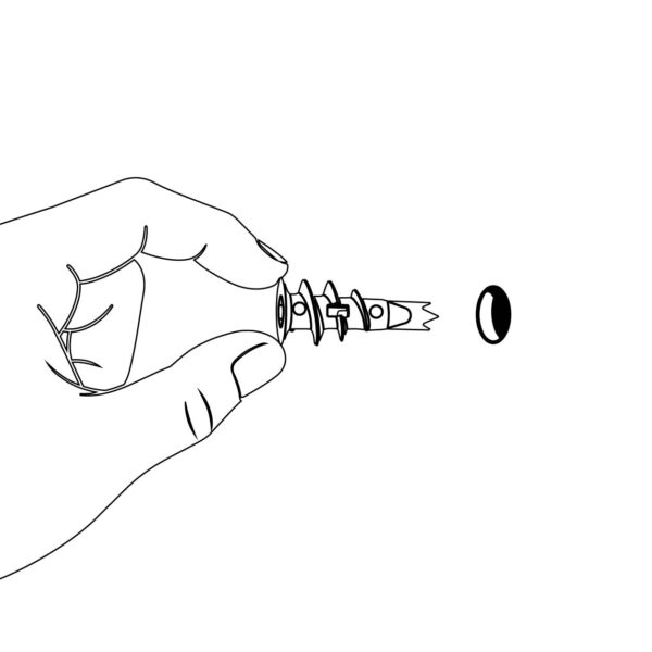 A hollow wall anchor being seated into the plasterboard with a gentle hammer tap before the screw is driven in with a drill — the standard method for fitting expanding plasterboard wall anchors