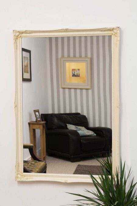 This ivory framed mirror is available to purchase here at The Mirror Man