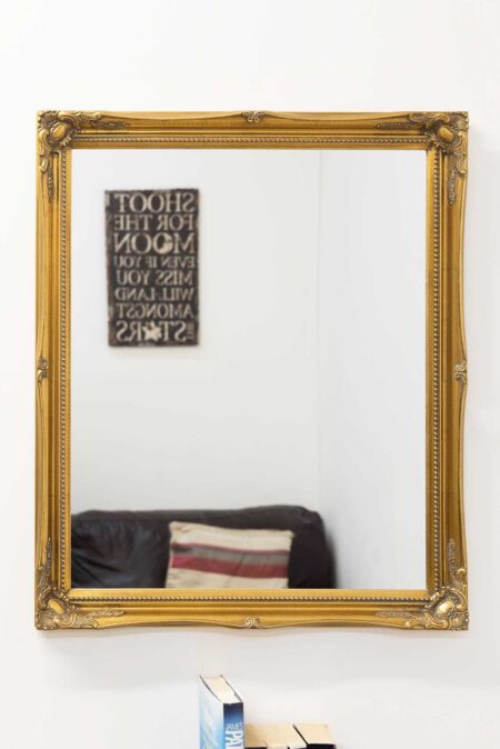 This gold bathroom mirror is available to purchase here at The Mirror Man
