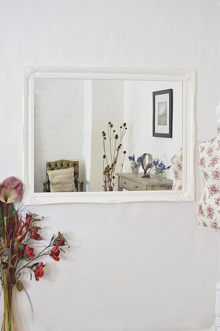 This white shabby chic mirror is available to purchase here at The Mirror Man
