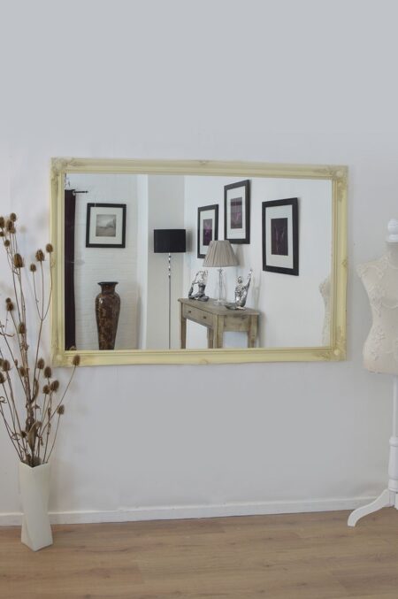 This extra large cream leaner mirror is available to purchase here at The Mirror Man