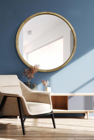 Segmented Oak Block Circular Wall Mirror - 100x100cm - Oakhill View1