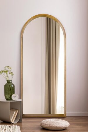 Grain-Kissed Arch-Framed Oak Full-Length Mirror - 190x85cm - Oakfen View1