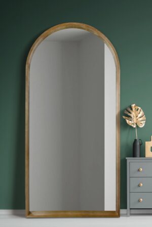 Sun-Kissed Grain Arched Oak Full-Length Mirror - 200x100cm - Oakfen View1