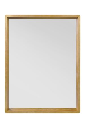 Recessed Honeyed Oak Shadow Box Wall Mirror - 102x80cm - Oakfen View2