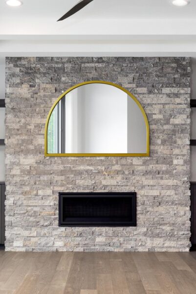 Sun-Kissed Arched Gold Metal Wall Mirror - 90x125cm - Somerton View2