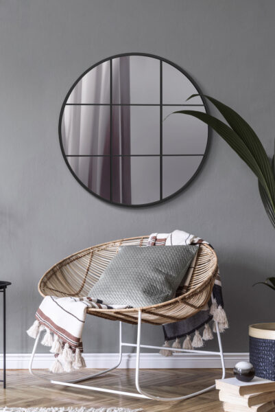 Industrial Steel Grid Nine-Panel Round Mirror - 80x80cm - Exmouth View2