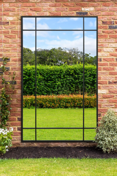 Oversized Industrial Black Steel Window Grid Full Length Mirror - 200x120cm - Lydeard View1