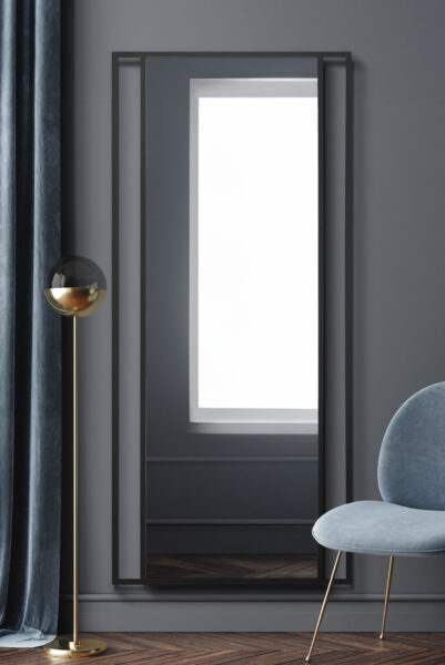 Industrial Black Twin Bar Full Length Wall Mirror - 180x80cm - Charmouth View2