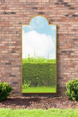 Gilded Arch-Topped Slimline Wall Mirror - 190x85cm - Burstock View1