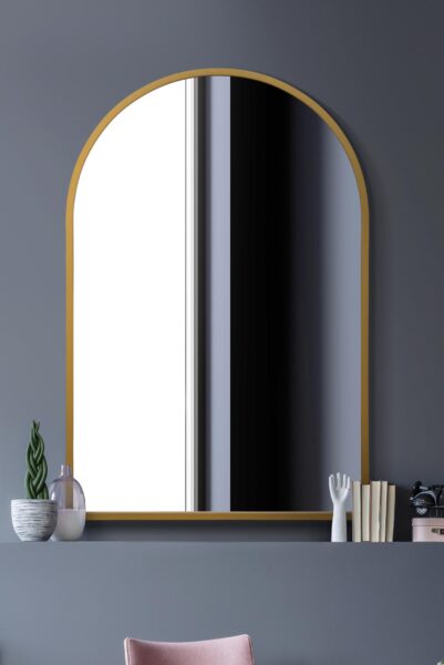 Celestial Arch-Shaped Gleaming Gold Steel Mirror - 120x80cm - Somerton View2