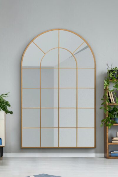 Gilded Arch Lattice Windowpane Mirror - 190x120cm - Honiton View2