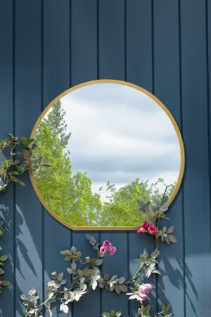Flat-Bottomed Golden-Halo Steel Mirror - 80x84cm - Tavistarc View1