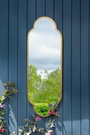 Scalloped Double-Arch Gold Frame Mirror - 150x52cm - Stogursey View1