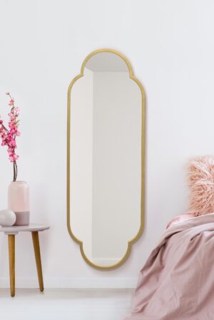 Scalloped Double-Arch Gold Frame Mirror - 150x52cm - Stogursey View2