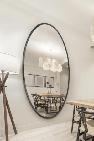 Industrial Chic Satin-Black Elongated Oval Garden Mirror - 200x112cm - Ovalton View2