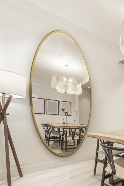 Slimline Gold Steel Elliptical Full-Length Garden Mirror - 200x112cm - Ovalton View2