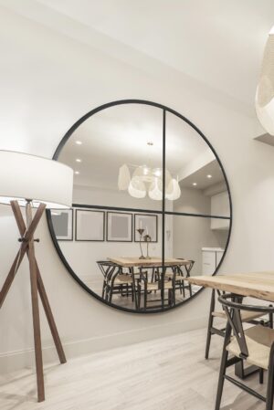 Industrial Satin-Black Mullioned-Quad Garden Mirror - 180x180cm - Watchet View2
