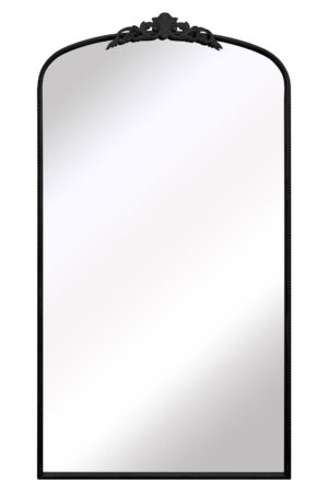Ornate Crown-Topped Black Metal Arch Mirror - 174x96cm - Hampton View2