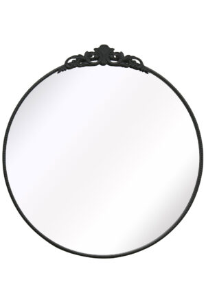 Baroque Shell Crowned Black Beaded-Edge Round Metal Mirror - 100x100cm - Hampton View2