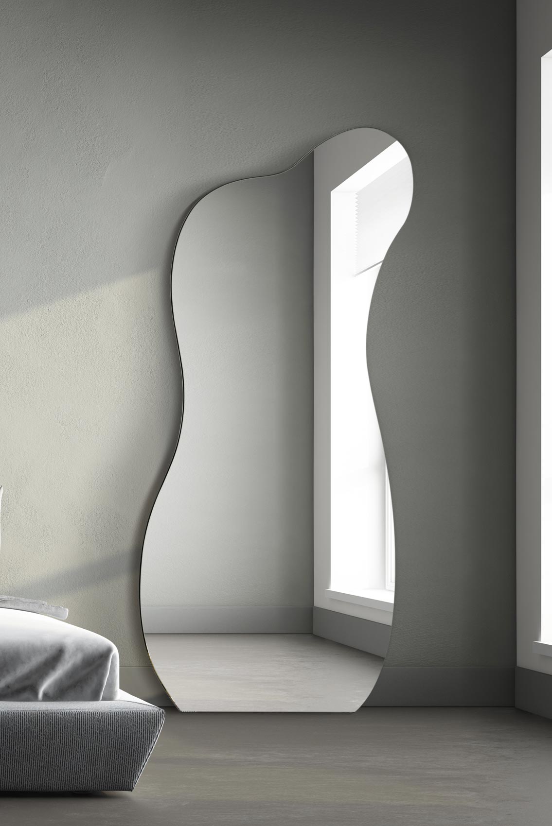 Fluid Silhouette Frameless Floor Mirror With Ebony Outline - 170x80cm - Flowford View1