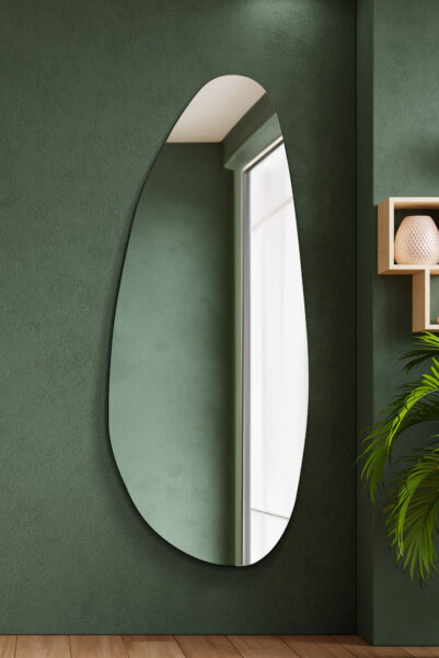 Fluid Art-Inspired Droplet-Shaped Frameless Full Length Mirror - 160x67cm - Flowford View1