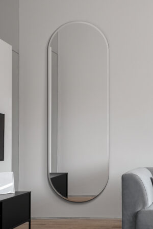 Slimline Capsule-Shaped Frameless Wall Mirror - 180x65cm - Pill View1