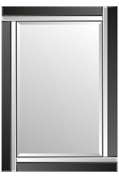 Black All Glass Wall Mirror - 100x70cm - Clevedon View2