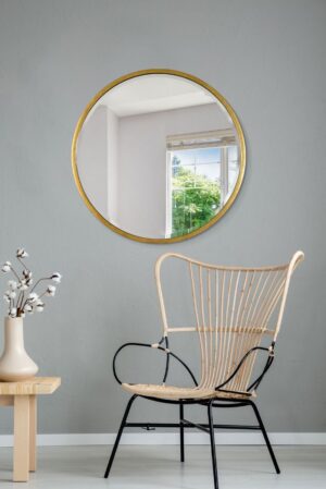 This small round gold mirror is available to purchase here at The Mirror Man