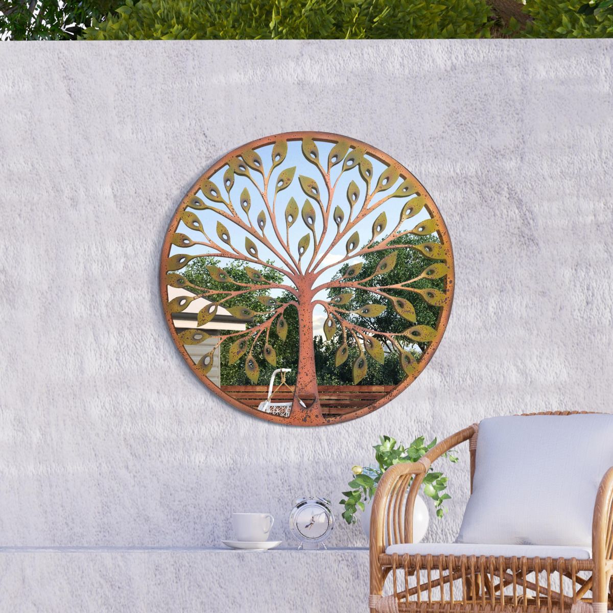 Faunwood 80x80cm Colourful Tree Art Garden Mirror