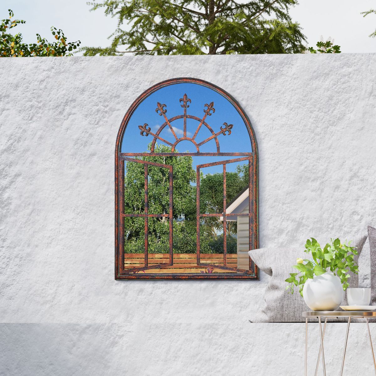 Hatchwood 89x69cm Off-Brown Decorative Garden Mirror