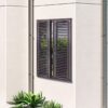 This italian shutters black metal window mirror is available to purchase here at The Mirror Man