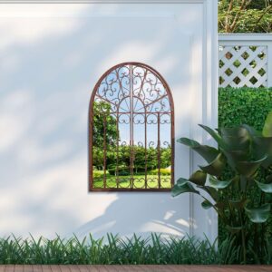 Loxton 89x70cm Brown Curling Garden Mirror Opening to 135cm
