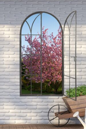 This large garden mirror with shutters is available to purchase here at The Mirror Man
