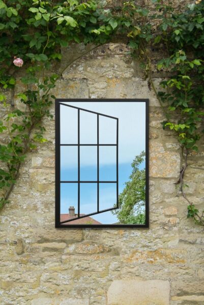 Asymmetric Open-casement Grid Garden Mirror - 80x58cm - Wyndham View1