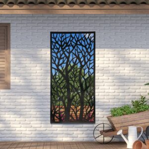 Fitzpaine 180x90cm Extra Large Metal Tree Design Garden Mirror Screen