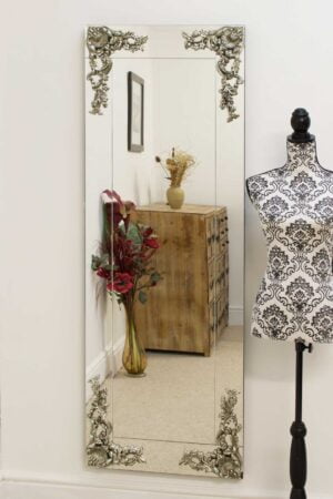 This transitional ornate accent mirror is available to purchase here at The Mirror Man
