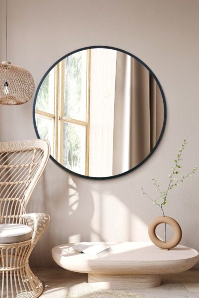 Round Black Mirror - 100cm - Hemington View1