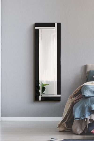 Black All Glass Dress Mirror - 120x40cm - Clevedon View1