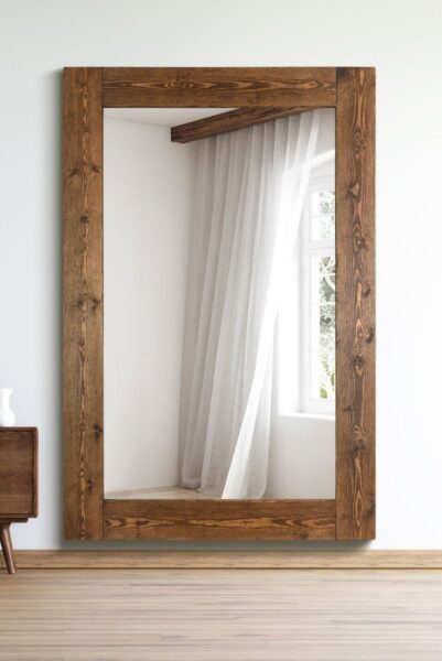 Dark Natural Wood Mirror - 178x117cm - Sandford View1