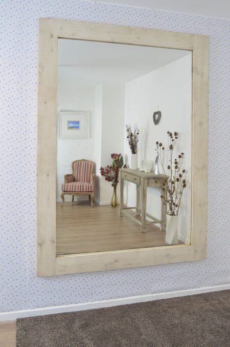 This white extra large wooden mirror is available to purchase here at The Mirror Man