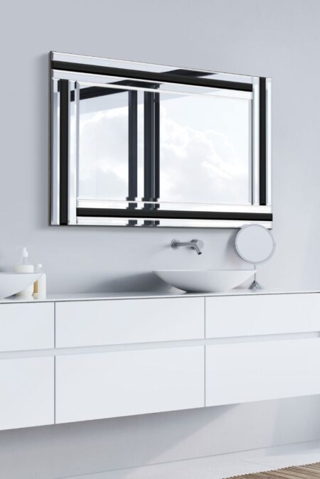 This modern entryway mirror is available to purchase here at The Mirror Man