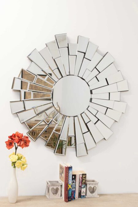 This round art deco mirror is available to purchase here at The Mirror Man