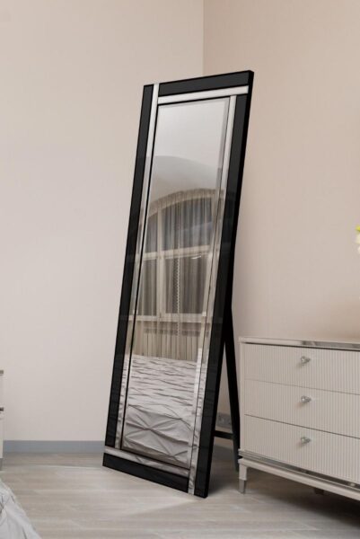 Black Full Length Free Standing Mirror - 170x58cm - Clevedon View1