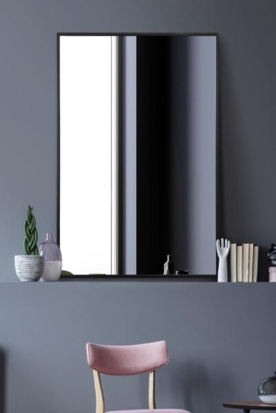 Black Metal Frame Mirror - 90x60cm - Arlington View1